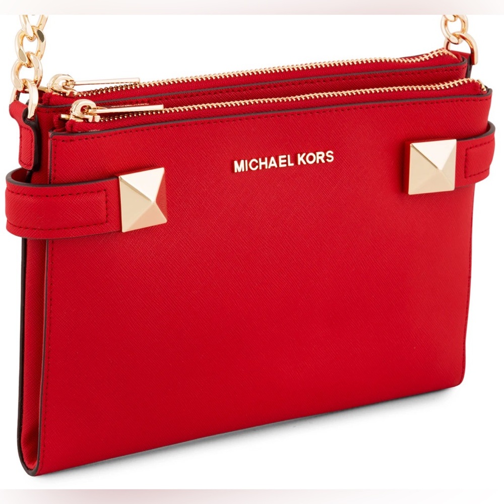 NWT Michael Kors Karla Red Leather East West Crossbody